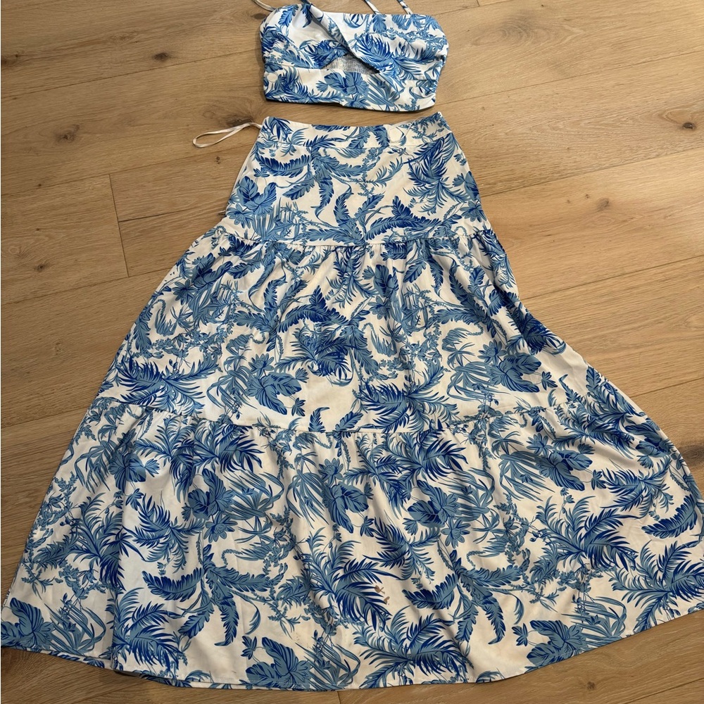 Blue Floral Maxi Skirt